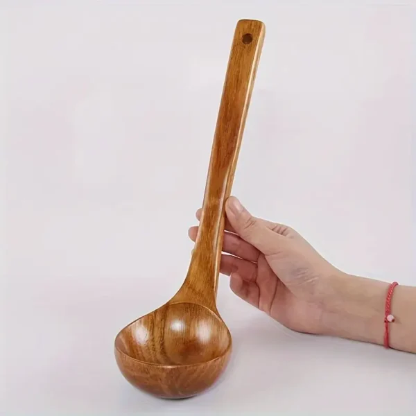 Large Wooden Spoon with Ergonomic Handle