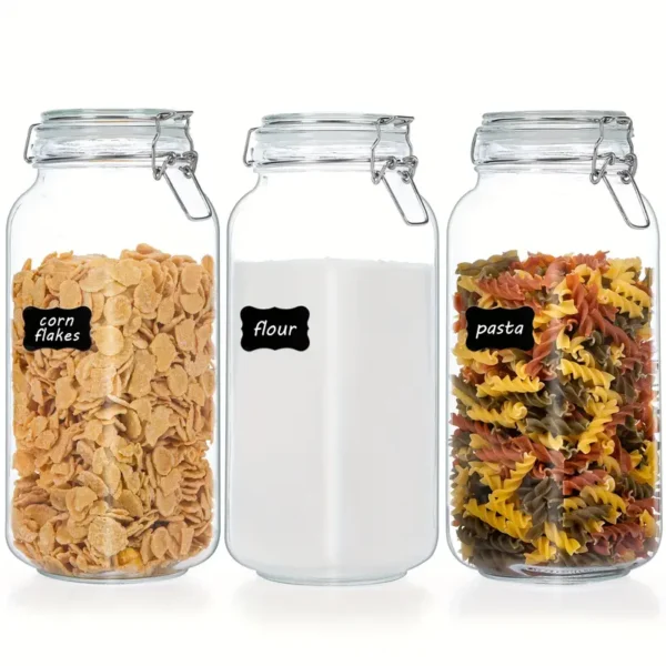 53cb55dc-fada-42b4-a26b-7fbf363d3aa8 Airtight Glass Canister Set of 3 with Lids