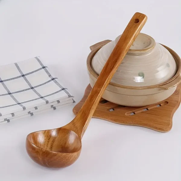 Large Wooden Spoon with Ergonomic Handle